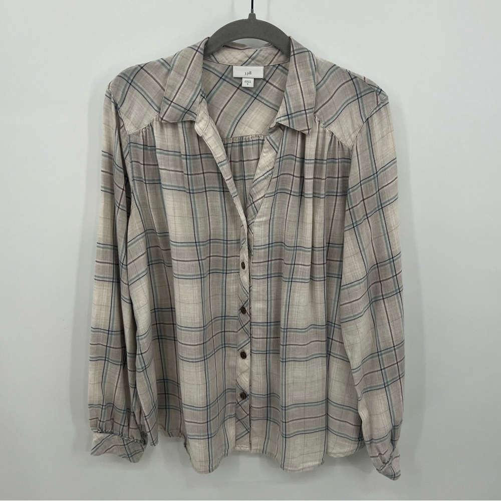 J. Jill plaid cotton and modal button front shirt